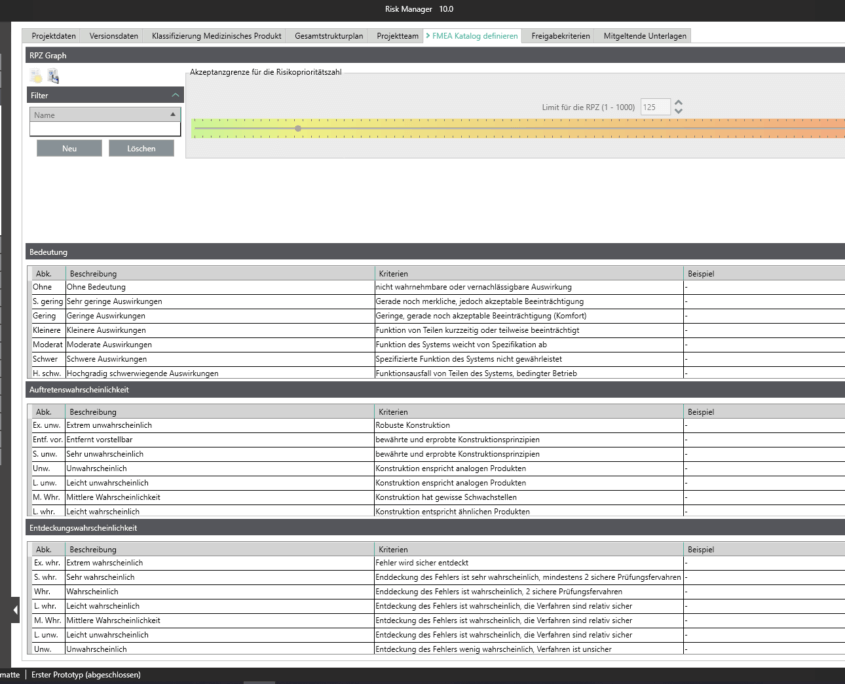 FMEA - Katalogvorlagen